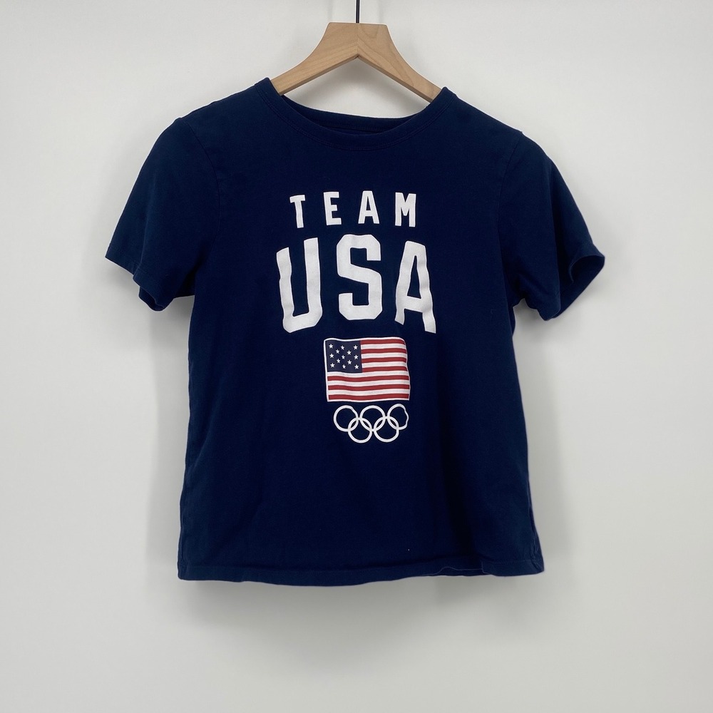 Team USA Olympic T-Shirt Small Navy Blue Graphic Cotton Excellent